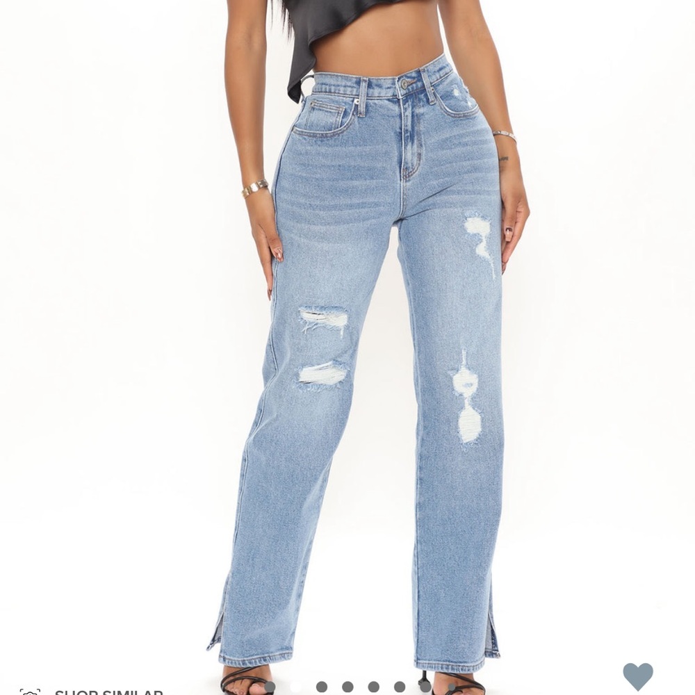 Medium Wash Distressed Fashion Nova Jeans